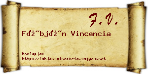 Fábján Vincencia névjegykártya